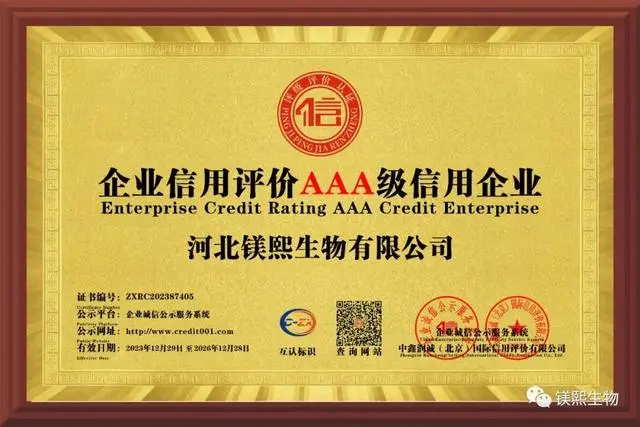 Messi Biology was awarded the highest credit rating AAA credit rating assessment