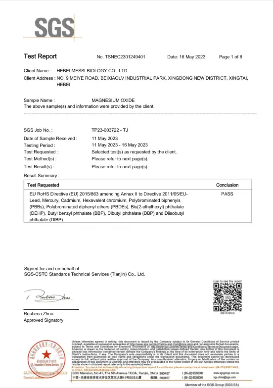 SGS Magnesium Oxide